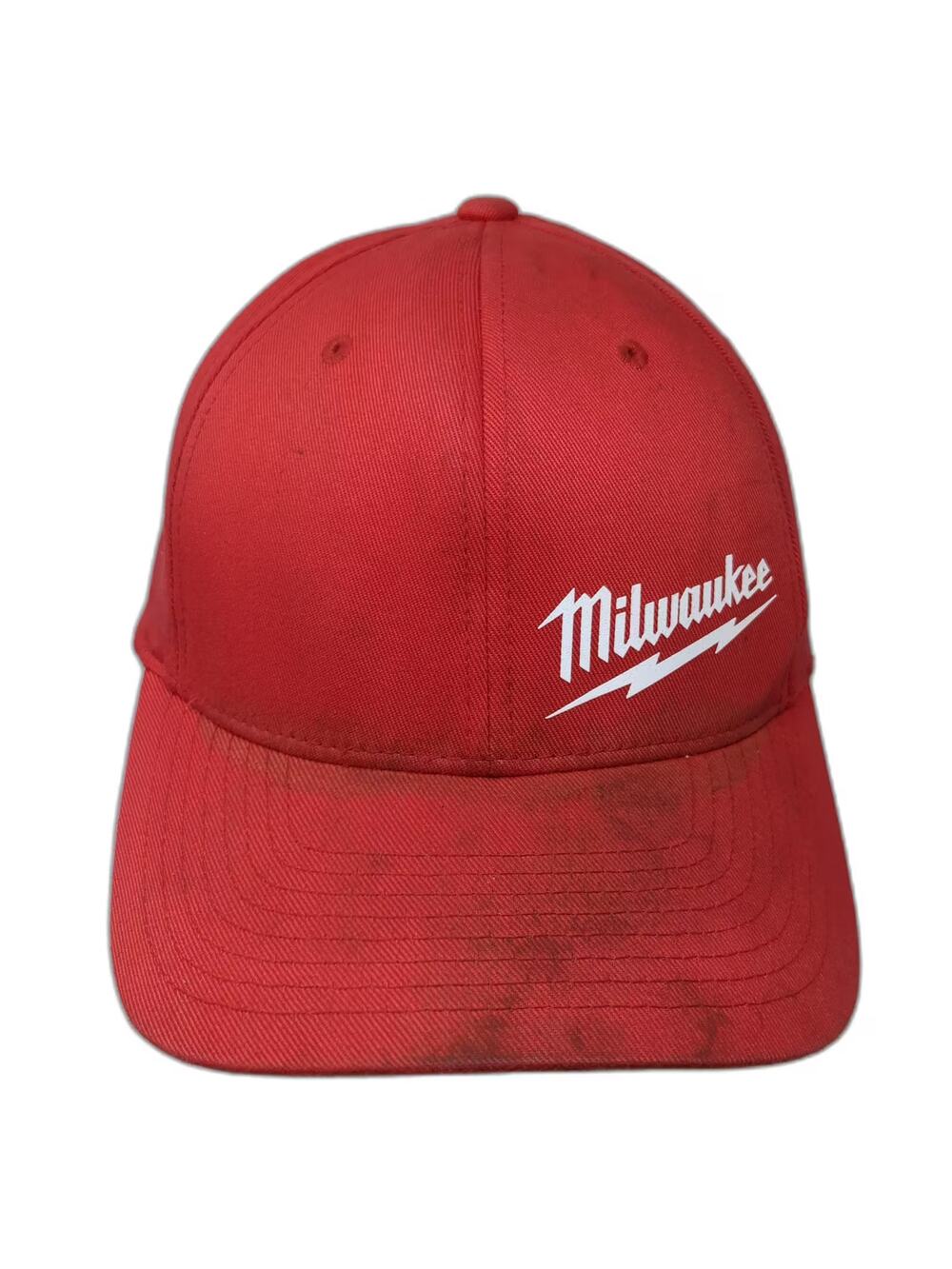 Milwaukee Baseball Cap Red XL Flexfit Embroidered Logo Curved Brim Work Tool Hat